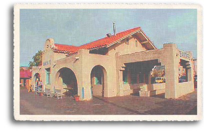 The historic Santa Fe Railroad Depot now sits in the middle of a gentrified commercial area and public park known as the Railyard District near downtown Santa Fe, New Mexico. Tourist trains still run regularly to Lamy, about 20 miles southeast of the City Different.