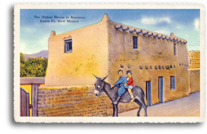 The Oldest House in America is located at 215 East De Vargas Street It sits across the street from the Oldest Church (San Miguel Mission Church) at 401 Santa Fe Trail.