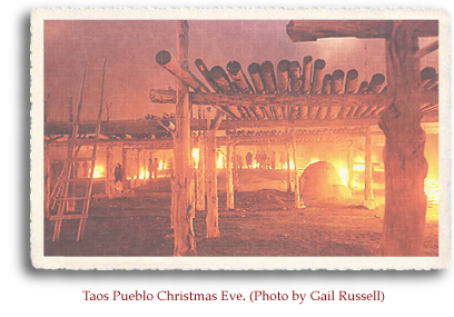 Taos Pueblo Christmas Eve. Photo by Gail Russell.