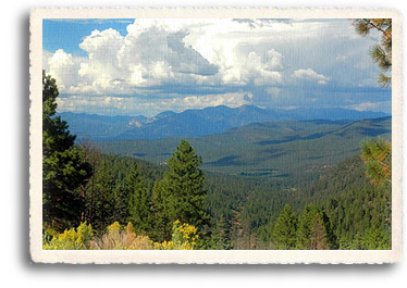 Wheeler Peak, New Mexico's highest point, as seen through the Carson National Forest, Enchanted Circle, Northern New Mexico