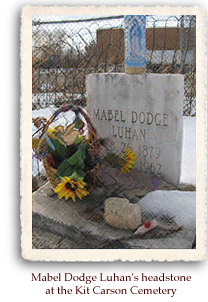 Mabel Dodge Luhan's headstone and grave at Kit Carson Cemetery, Taos, NM