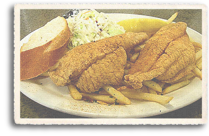 A tasty plate of fried catfish, french fries and cole slaw is a favorite meal in the Great Southwest.