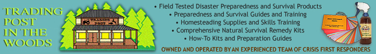Disaster Preparedness and Survival products. guides, and training, homesteading guides and raining, storable food, natural remedy kits. Owned and operated by professional crisis first responders.