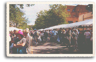 The crowds are huge at the world famous Indian Market held annually in downtown Santa Fe, New Mexico. Indian Market is held for three days in August on the historic Santa Fe Plaza and the adjacent Palace of the Governors.