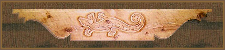 Joseph Lujan's custom designed carved lizard corbel