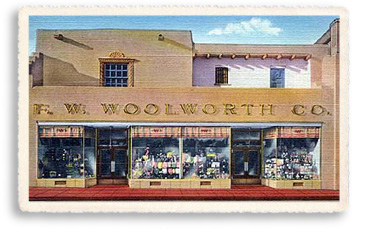 For decades Woolworth’s was a constant presence off the south side of the Santa Fe Plaza. This postcard shows the popular dime-store in Santa Fe circa the 1940s.