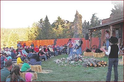 After a day on the trail horseback riding, enjoy a real cowboy dinner with musical entertainment and cowboy poetry at one of Bobcat Pass' Cowboy Evenings.