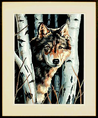 Vintage Paint By Number Art: A Wolf