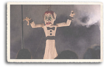 The beginning of Zozobra, the burning of Old Man Gloom. The smoke rises around the giant marionette in Santa Fe, New Mexico.