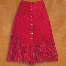 Hand stitched fringed suede riding skirt with silver buttons